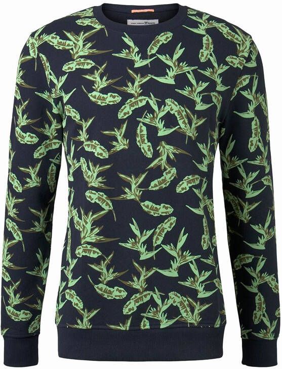 Tom Tailor sweater met all over print groen