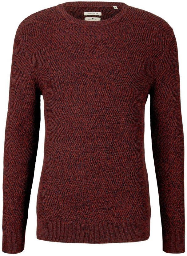 Tom Tailor gemêleerde trui chili red navy mouli