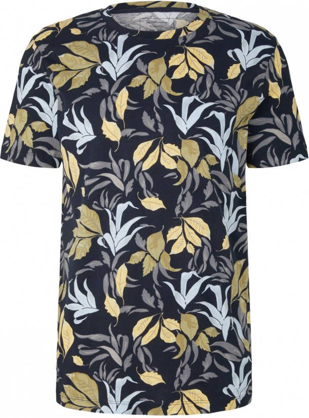 Tom Tailor regular fit T shirt met all over print navy airy leaves