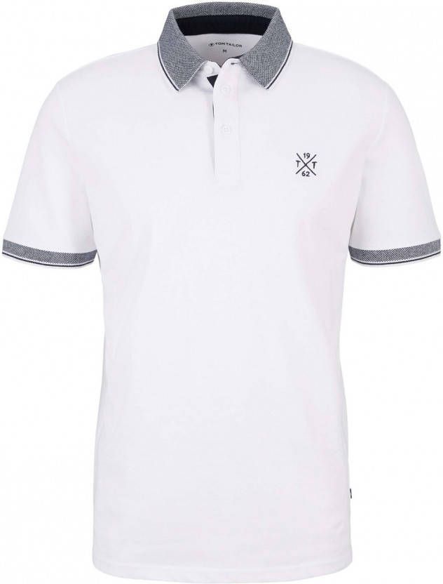 Tom Tailor regular fit polo met contrastbies white