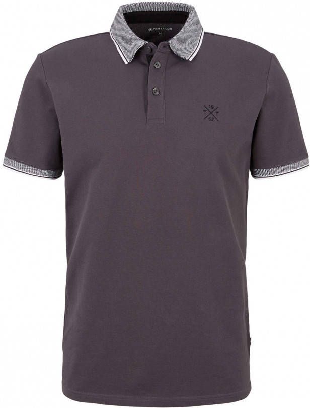 Tom Tailor regular fit polo met contrastbies tarmac grey