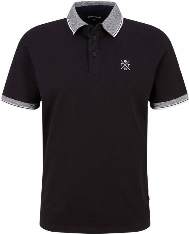 Tom Tailor regular fit polo met contrastbies black