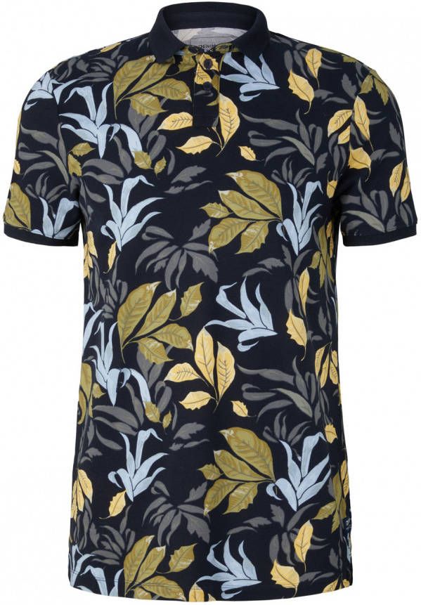 Tom Tailor regular fit polo met bladprint navy