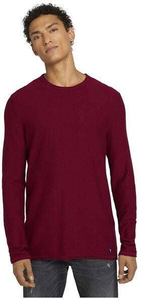 Tom Tailor Denim gemêleerde fijngebreide trui donkerrood