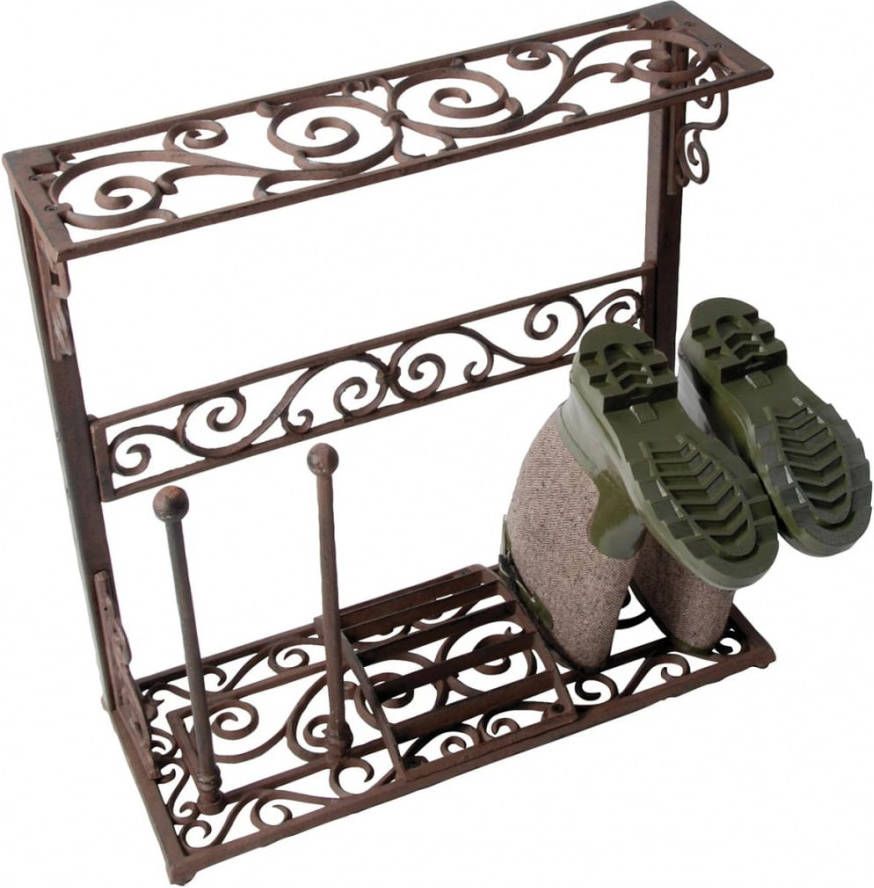 Esschert Design Laarzenrek en schraper 4 staanders