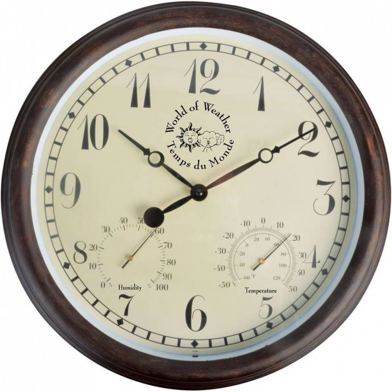 Esschert Design Stationsklok met thermo hygrometer 30, 5 cm TF008