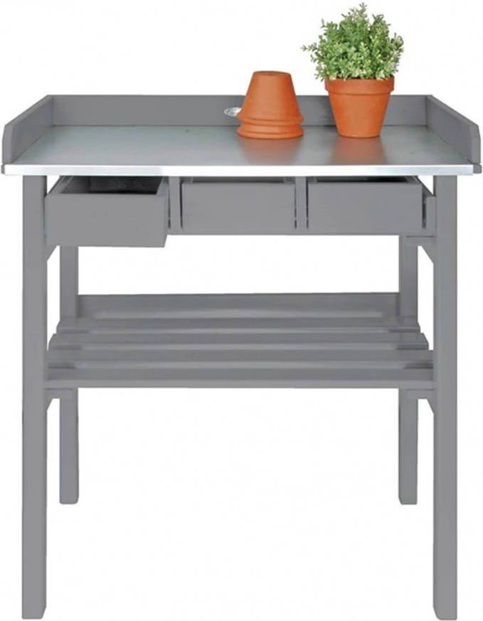 Esschert Design Tuinwerktafel met lades Grijs