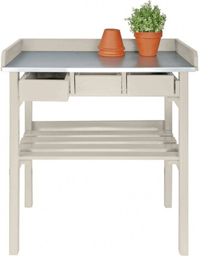 Esschert Design Tuinwerktafel met Lades Wit CF29W