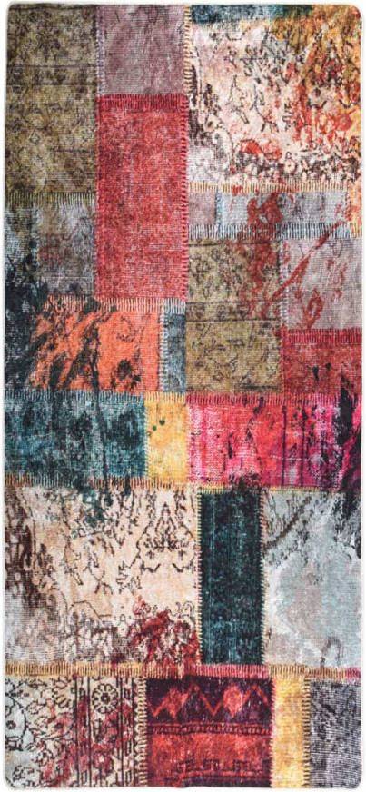 VIDAXL Vloerkleed wasbaar anti slip patchwork 80x300 cm meerkleurig